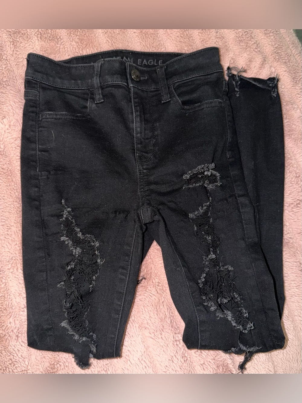 American Eagle Outfitters Black Ripped Skinny Jeans